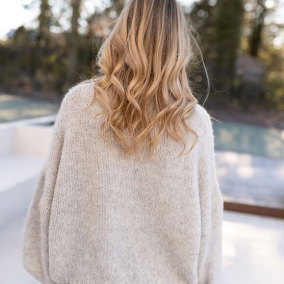 Greige Italian Lambswool Knit Sweater - Small/Medium - Like New - Picture 4 of 5